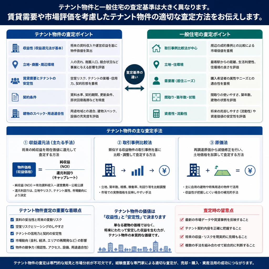 テナント物件と住宅の査定基準